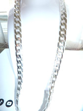 925 Sterling Silver Plate Necklace For Men Classic 24 x 12mm Cuban Chain