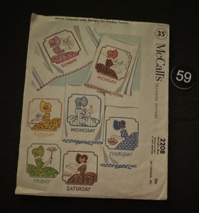 McCall’s Transfer Pattern No. 2208 Seven Lady Designs Kitchen Towels Vint uncut