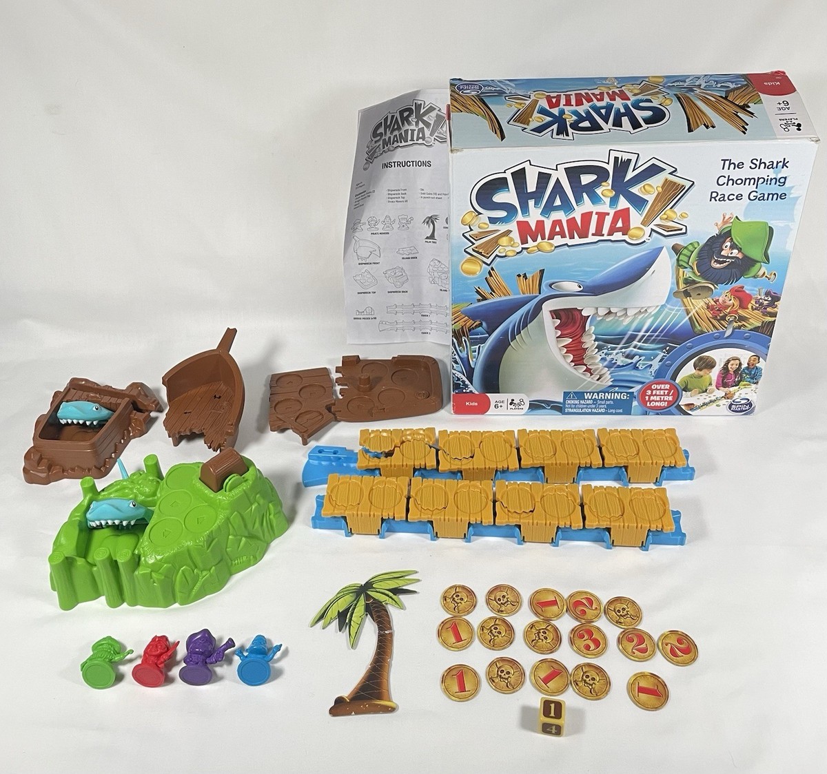 Shark Mania Board Game Complete Tested Spin Master Shark Chomping 