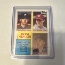 Topps 1984 Highlight #4 Nolan Ryan Steve Carlton Gaylord Perry Baseball Card