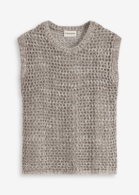 Stricktop aus Bändchengarn Gr. 52/54 Helloliv Naturbeige Meliert Damen Top Neu