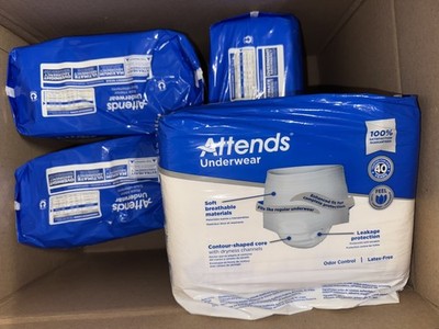 Attends Underwear 4 pack 20 Count Extra Heavy Absorbency M White 34-44''