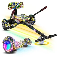 6.5'' Kids Hoverboard & Adjustable Go Kart Seat Self-Balancing Bluetooth Scooter