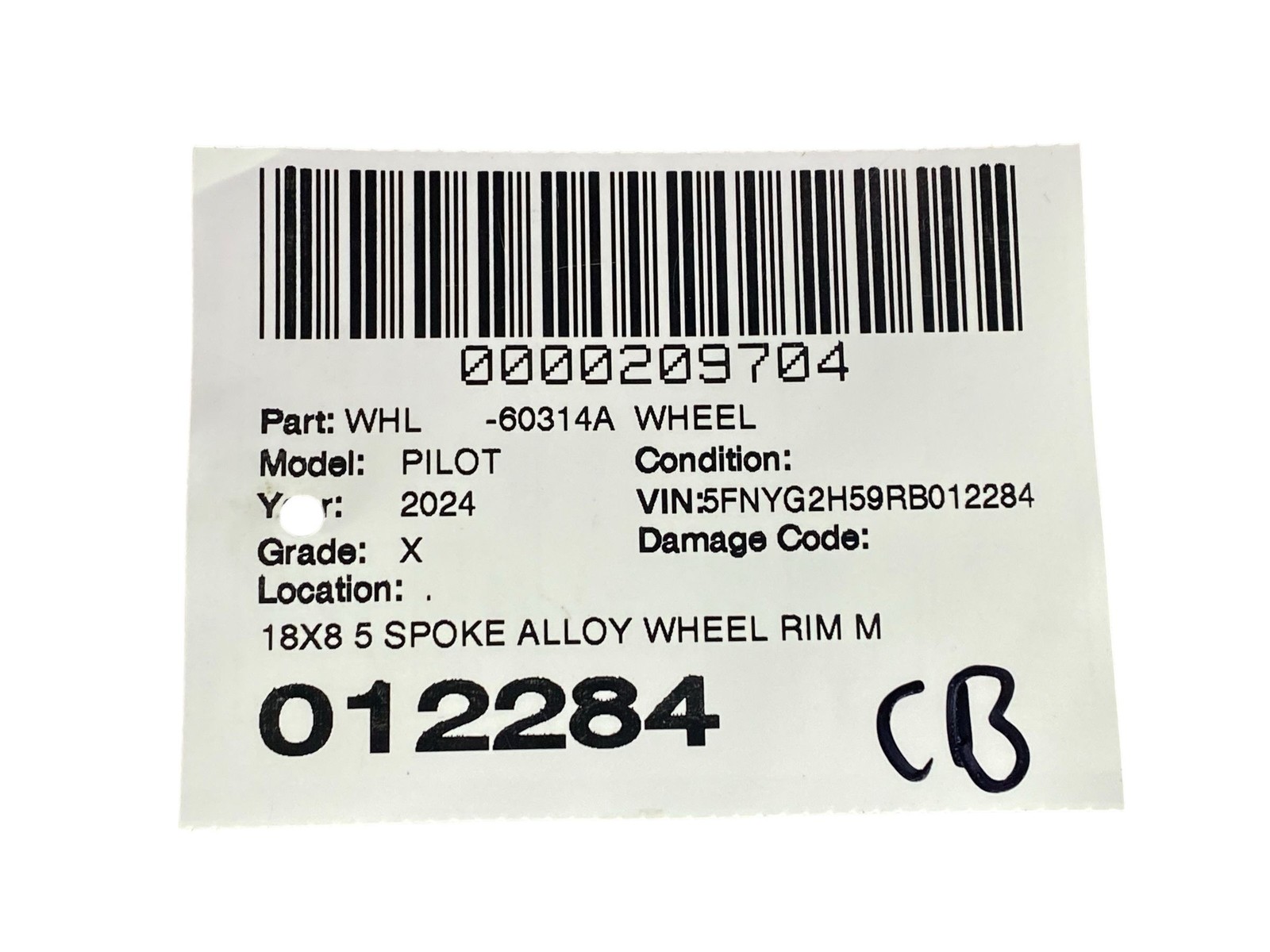 2023-2025 HONDA PILOT OEM 18X8 5 SPOKE ALLOY WHEEL RIM MACHINED FACE *SCRATCHED*