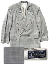 Hugo Boss Double Breasted Grey Glen Plaid Blazer 42R Peak Lanifico Wool Italy