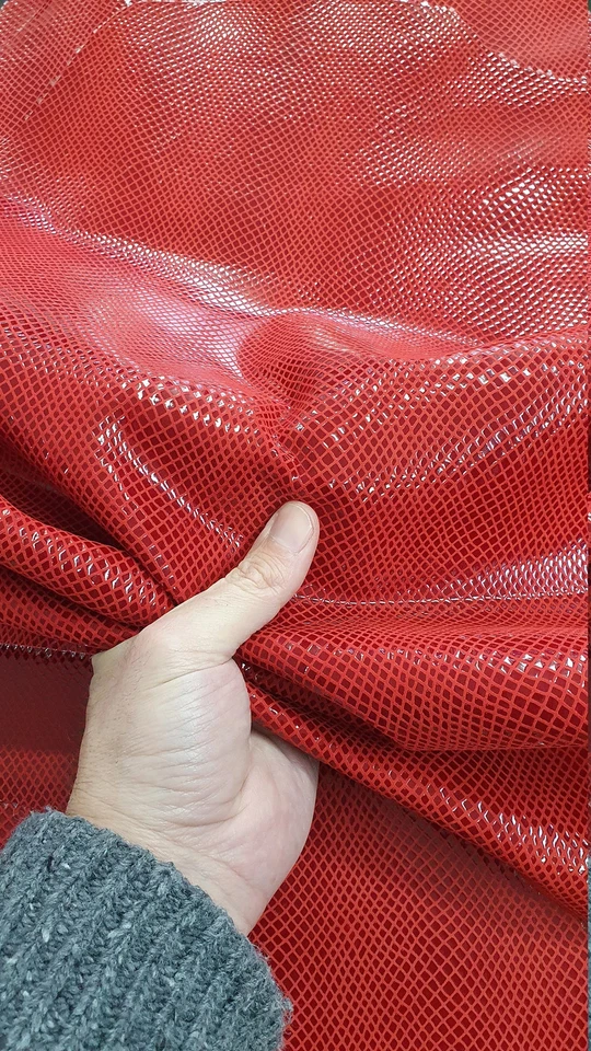 Cuero de gamuza de cabra estampado de serpiente, cuero genuino de piel de cabra efecto reptil Foto 2 de 4