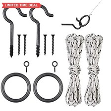 Hook and Ring Toss Game Set 2 Pack 9.8 ft Nylon String 4 Mounting Screws 2