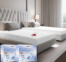 2-Pack Waterproof Mattress Protector for King Size Bed - Soft, Noiseless, Coo...