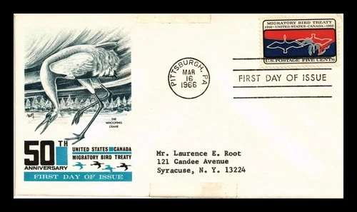 US COVER MIGRATORY BIRD TREATY 50TH ANNIVERSARY FDC MARQ CACHET TAPED BOTTOM