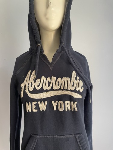vintage abercrombie and fitch Navy Hoodie Girls M - Picture 3 of 9