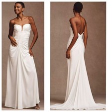 BHLDN Simone Wedding Dress 16 Strapless Ruched Mermaid Bridal Gown