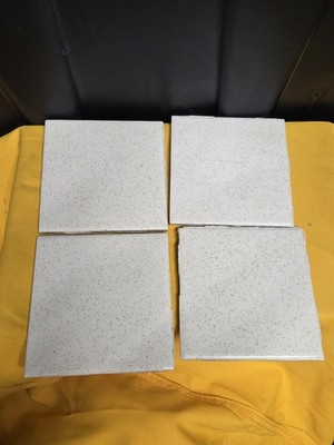 4 Vtg WENCZEL Wenzel Tile 4x4 Gold Dust 86 43 Ivory Beige Gold Yellow Flecks