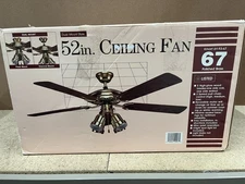 Vintage 1980s K-Mart Ceiling Fan w/ Light 67 Polished Brass NOS