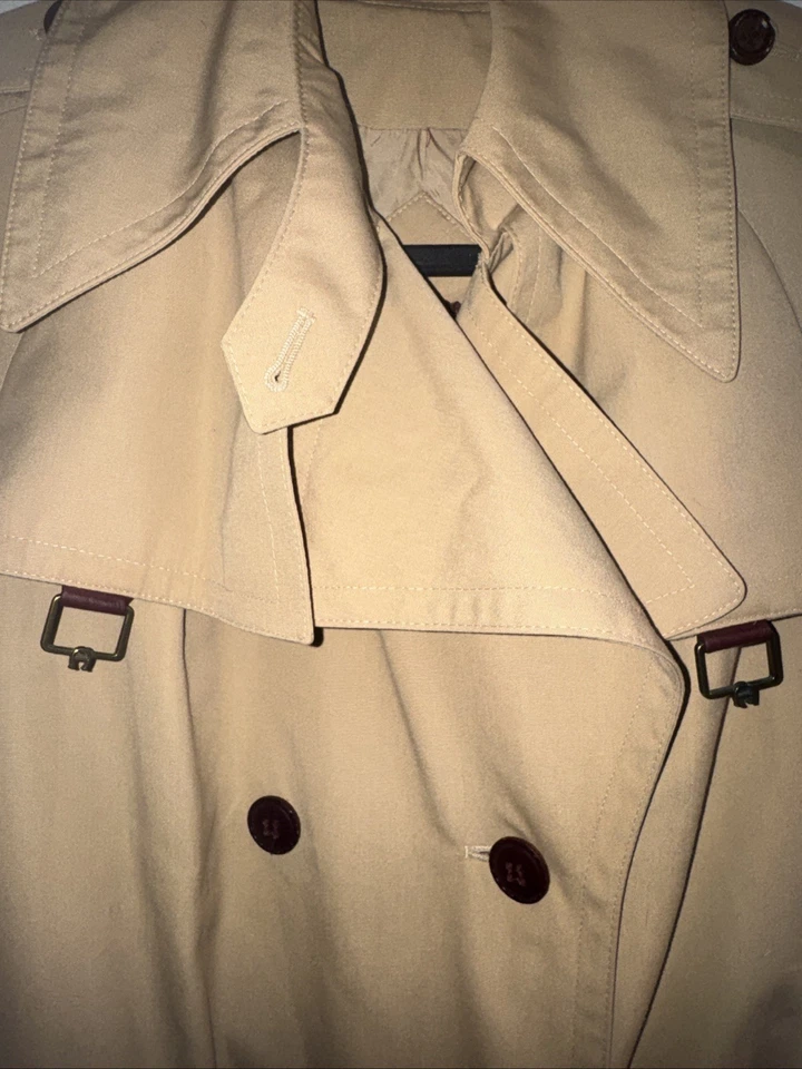 Gabardina de Colección Años 90 Etienne Aigner Para Mujer Talla 8 S Tostada Cinturón Forrado Doble Pecho Foto 2 de 4