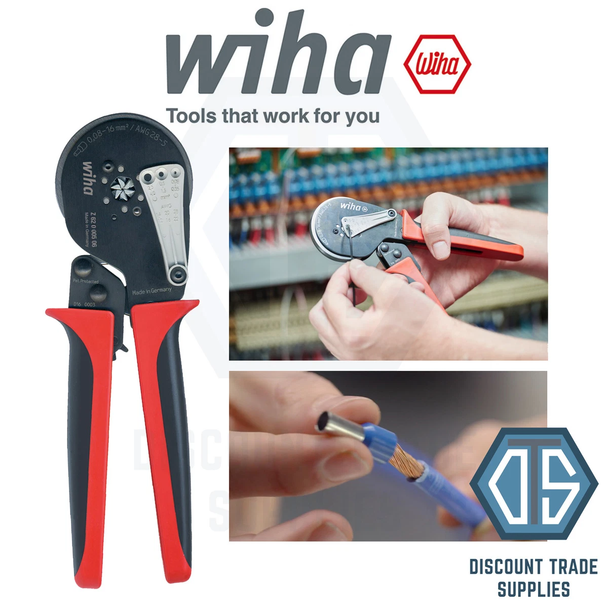 Wiha 41246 Automatic Crimp for Wire End Sleeves Hex Crimping Pliers Ratchet
