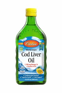 Carlson Cod Liver Oil, Norwegian, Lemon, 1,100 mg Omega-3s ...