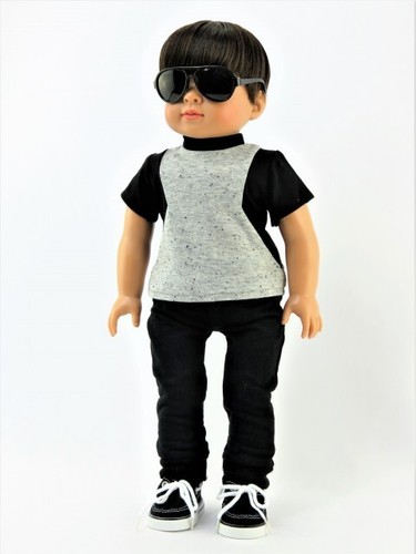 18" doll clothes gray and black casual outfit 2 piece