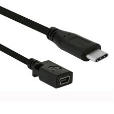 USB Type-C USB-C Male to Mini USB Female Port Adapter Cable Data Sync Powe...