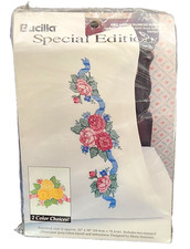 Roses Ribbon Pillowcase Pair Craft KIT 64637 Bucilla Stitch New