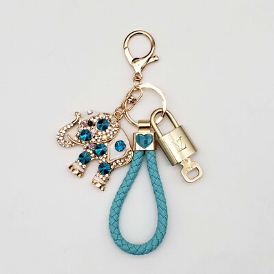 Authentic LV Louis Vuitton Gold Padlock   Unbranded Elephant Keychain Bag Charm