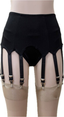 US Retro Glamory Hosiery Satin Garter Belt With 12 Adjustable Straps Metal Clips