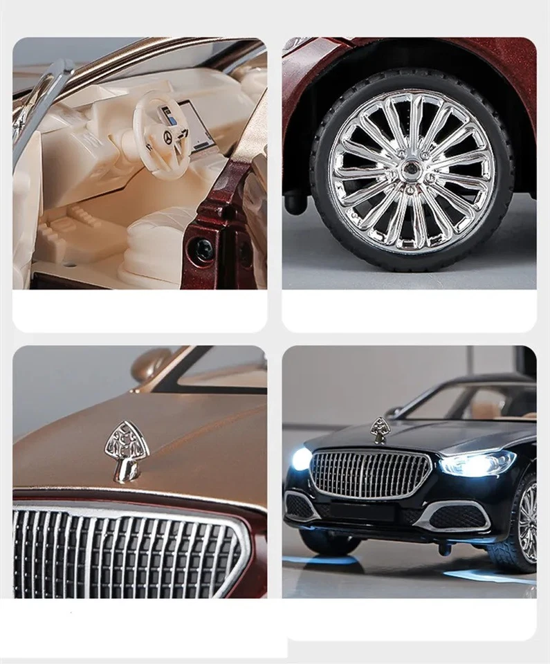 1:22 Mercedes-Benz Maybach S680 Alloy Luxury Cars Model Diecast Metal Toys Kids - Image 4 of 4