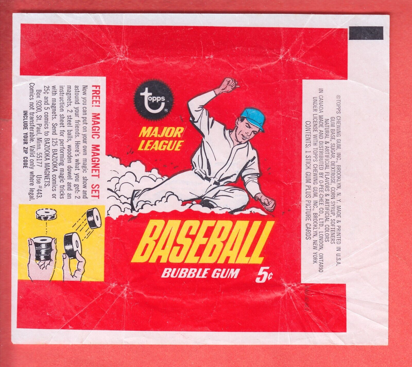 1967 TOPPS BASEBALL 5 CENTS WAX WRAPPER NM/MT