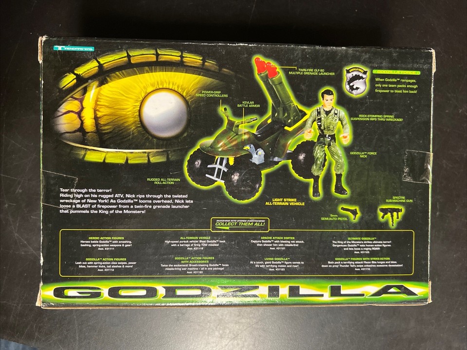 TRENDMASTERS GODZILLA ALL-TERRAIN Attack Véhicule avec Figure 1998 Misb