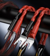 silver plated HiFi Speaker Amplifier Loudspeaker Cables Banana Spade plug Wire