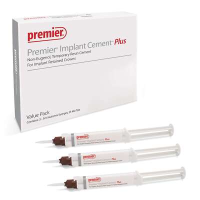 Premier Implant Cement Plus Value Pack, White, 3 - 5 ml Syringes, 25
