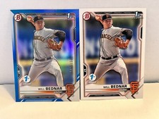 2021 Bowman Draft 1st Edition Will Bednar Blue Foil /150 + Base Giants