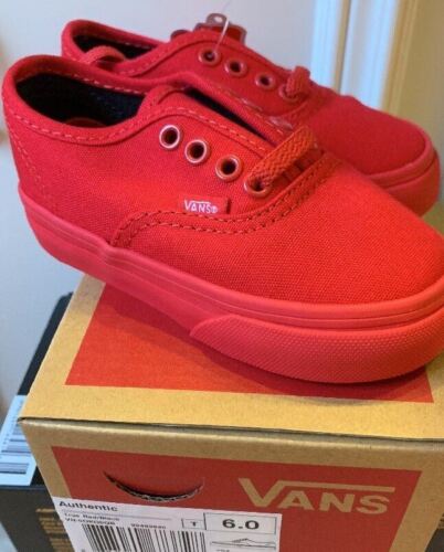 New Vans Authentic True Red Mono Monochrome Black Toddler Baby Shoes Size 6 Rare - Picture 1 of 3