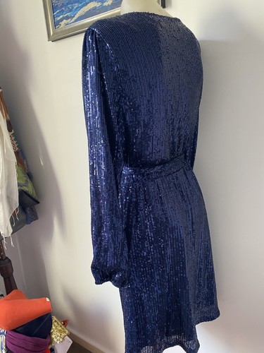South Of The Border Deep Blue Sequined Dress . Size L (14) - Picture 6 of 9