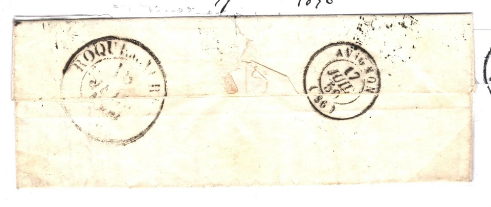 FRANCIA Cubierta USO MUY TEMPRANO 25c CERES 17 de julio de 1850 Aviñón EL{samwells}SN12 Foto 3 de 4