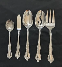 5 Piece Oneida Azalea Hostess Set Slotted Solid Sugar Spoons Fork Butter Knife