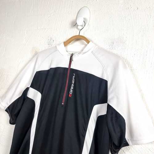 LOUIS GARNEAU Mens Cycling Jersey Top Size M White/Black/Red Short Sleeve - Picture 3 of 12