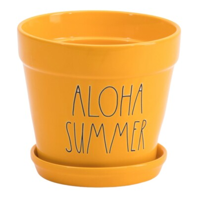 #ad #ad Rae Dunn ALOHA SUMMER YELLOW 7” Planter POT NIB 2022 $16.40