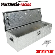 39"X13"X10" CHROME ALUMINUM PICKUP TRUCK TRUNK BED TOOL BOX TRAILER STORAGE+LOCK