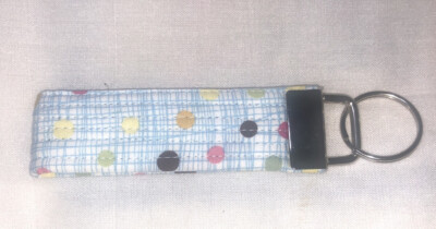 Colorful Quilted Patterned Polka Dot Key Fob Keychain