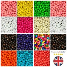 100 Pcs - 12mm ROUND WOODEN BEADS WOOD CRAFT BEAD KIDS MANY COLOURS UK 