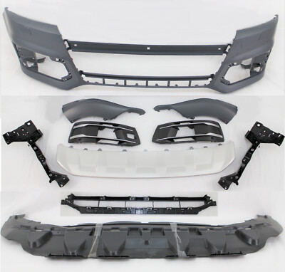 New 2016 - 2019 Q7 Front Bumper cover side grille valance skid plate 10pc kit  