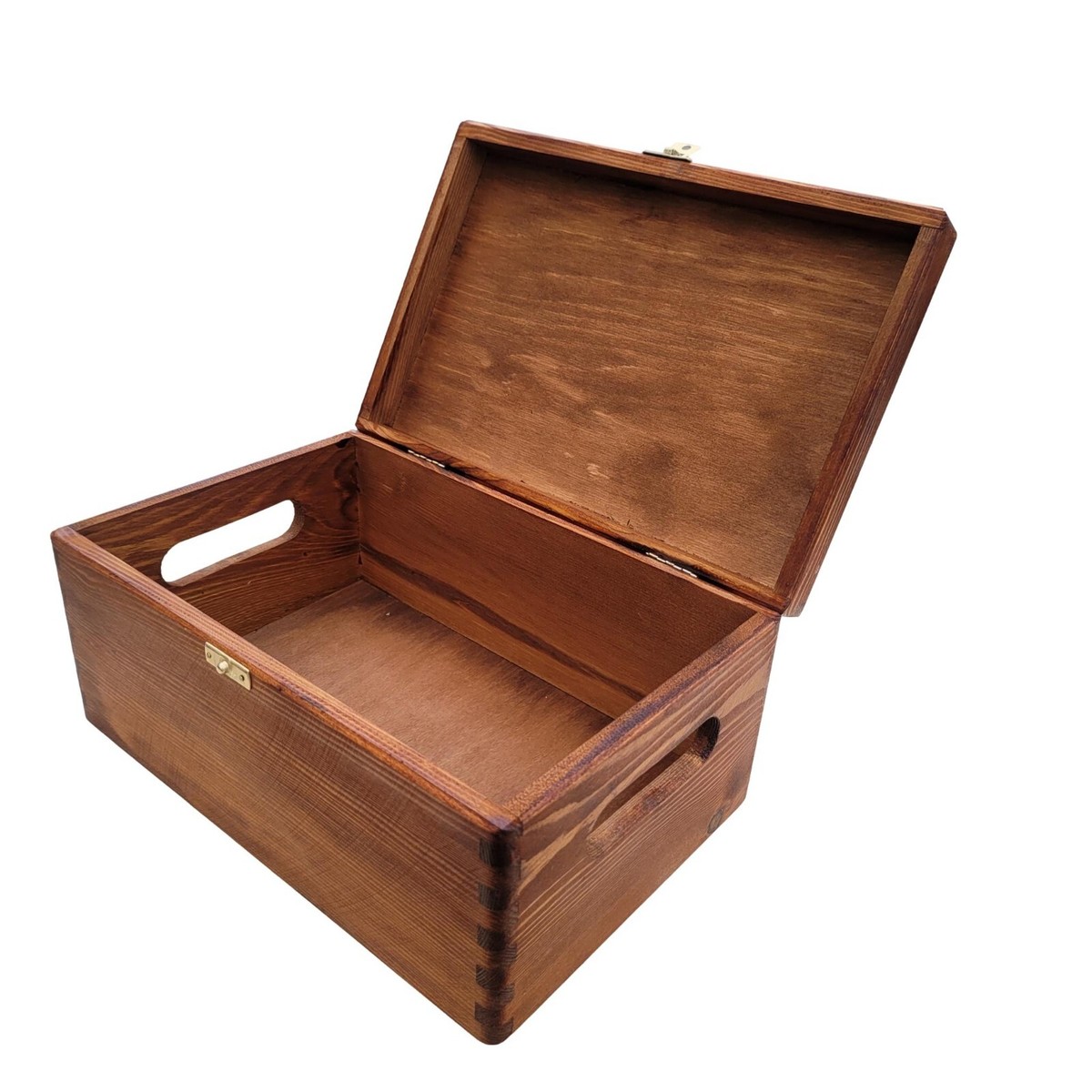 Wooden Box With Lid and Handles Closed with Latch Hand Painted