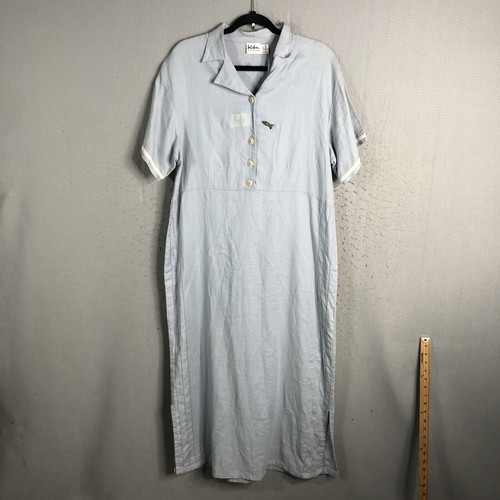 Kiko Kleid Damen Large Blau Leinen Maxi Strand Küste Chic Lagenlook Resort
