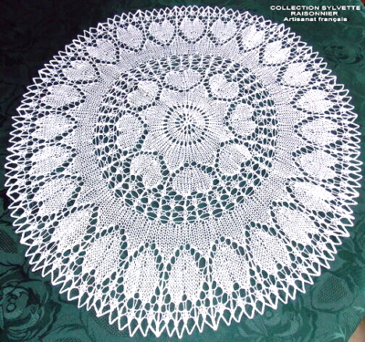 Napperon Tricot D'art Sylvette Raisonnier – Rond 60cm – Blanc – Artisanat Français