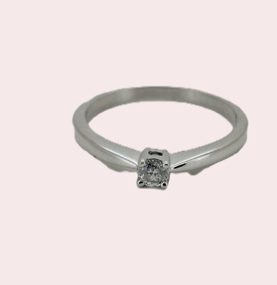Solitär natürlicher Diamant Ring, 0,10ct runder Brillant, 18kt Weißgold Punze
