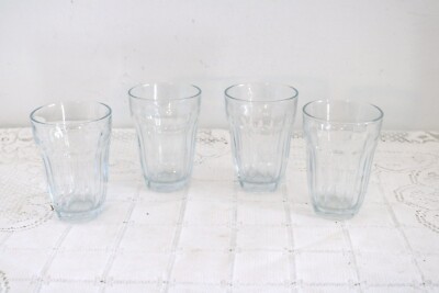 PASABAHCE PALAKS BAROQUE TURKEY Clear Glass 8 oz Juice  Flat Tumbler Set of 4
