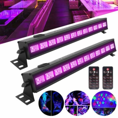 2X UV BAR 12 LED UV Leiste Wall Washer Schwarzlichtleiste Blacklight DMX Disco