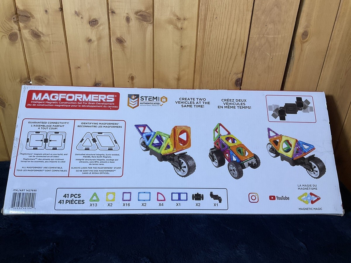Magformers Magnetic Building Set 41 Piece With Wheels 730658401040