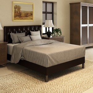 Queen Platform Bed Frame,PU Leather Button Tufted Diamond ...