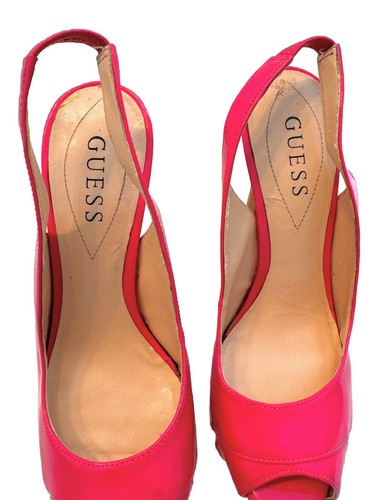 Guess Hot Pink Platform Stiletto Open Toe Slingbacks Size 7M - Picture 6 of 10